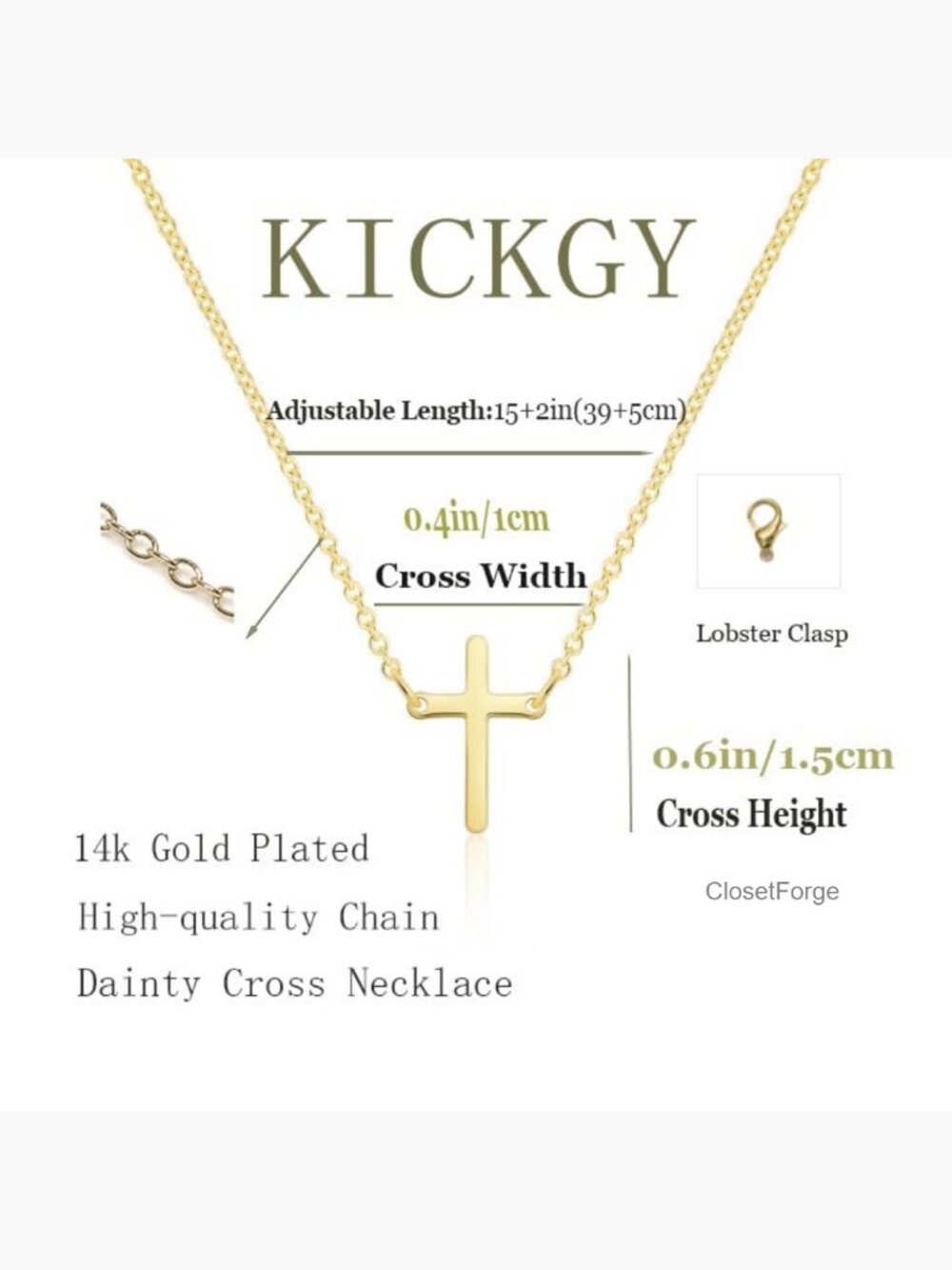 Dainty 14k Gold Plated Cross Pendant Necklace Minimalist Faith Jewelry - Picture 5 of 7